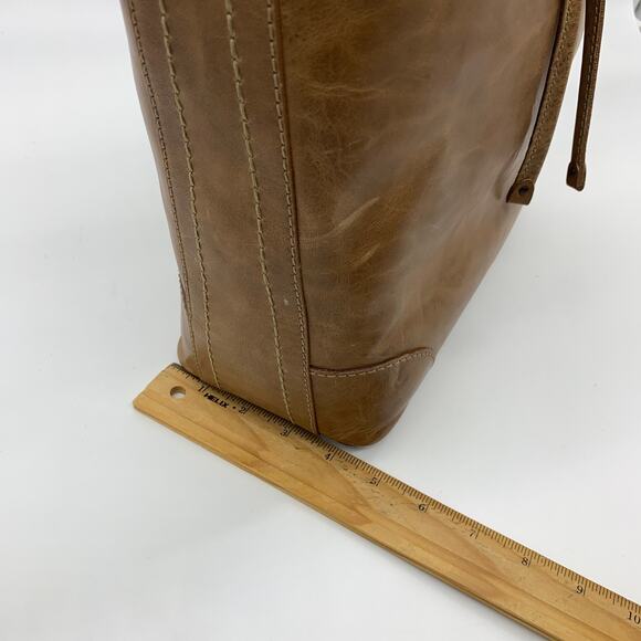 Frye Leather Handbags Melissa Drawstring Hobo Bag Brown Beige Color Purse (NWT) - Picture 16 of 16